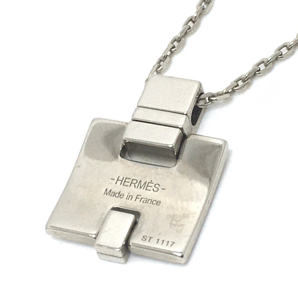 HERMES Necklace metal Pink x Silver H motif Eileen unisex(Unisex) Used Authentic
