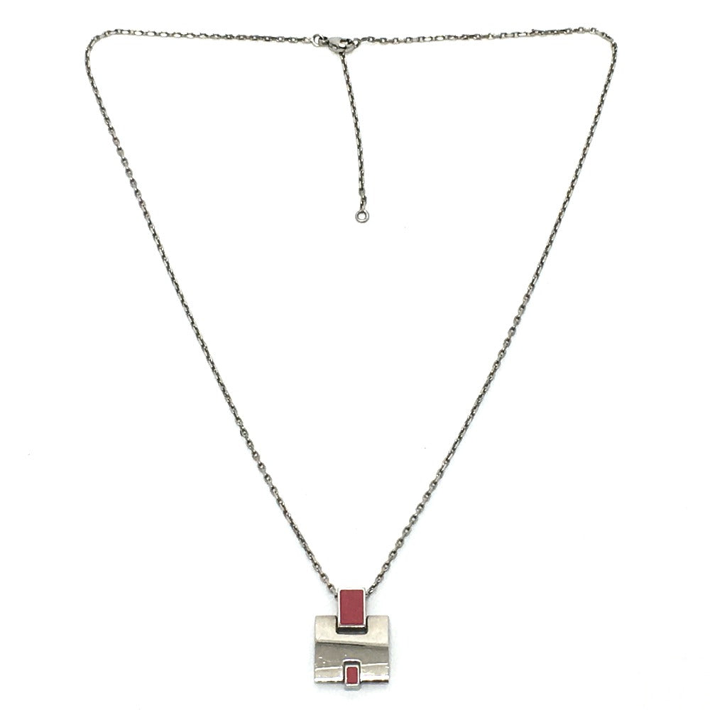 HERMES Necklace metal Pink x Silver H motif Eileen unisex(Unisex) Used Authentic