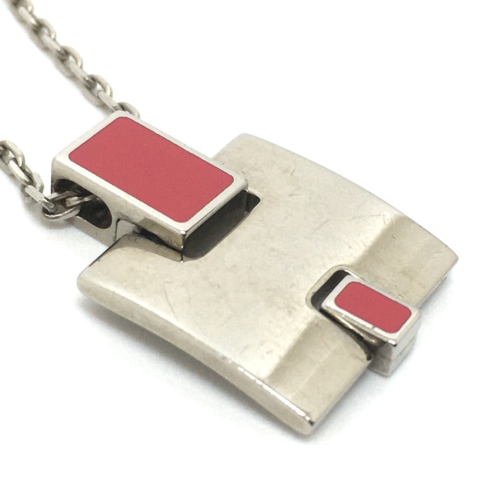 HERMES Necklace metal Pink x Silver H motif Eileen unisex(Unisex) Used Authentic