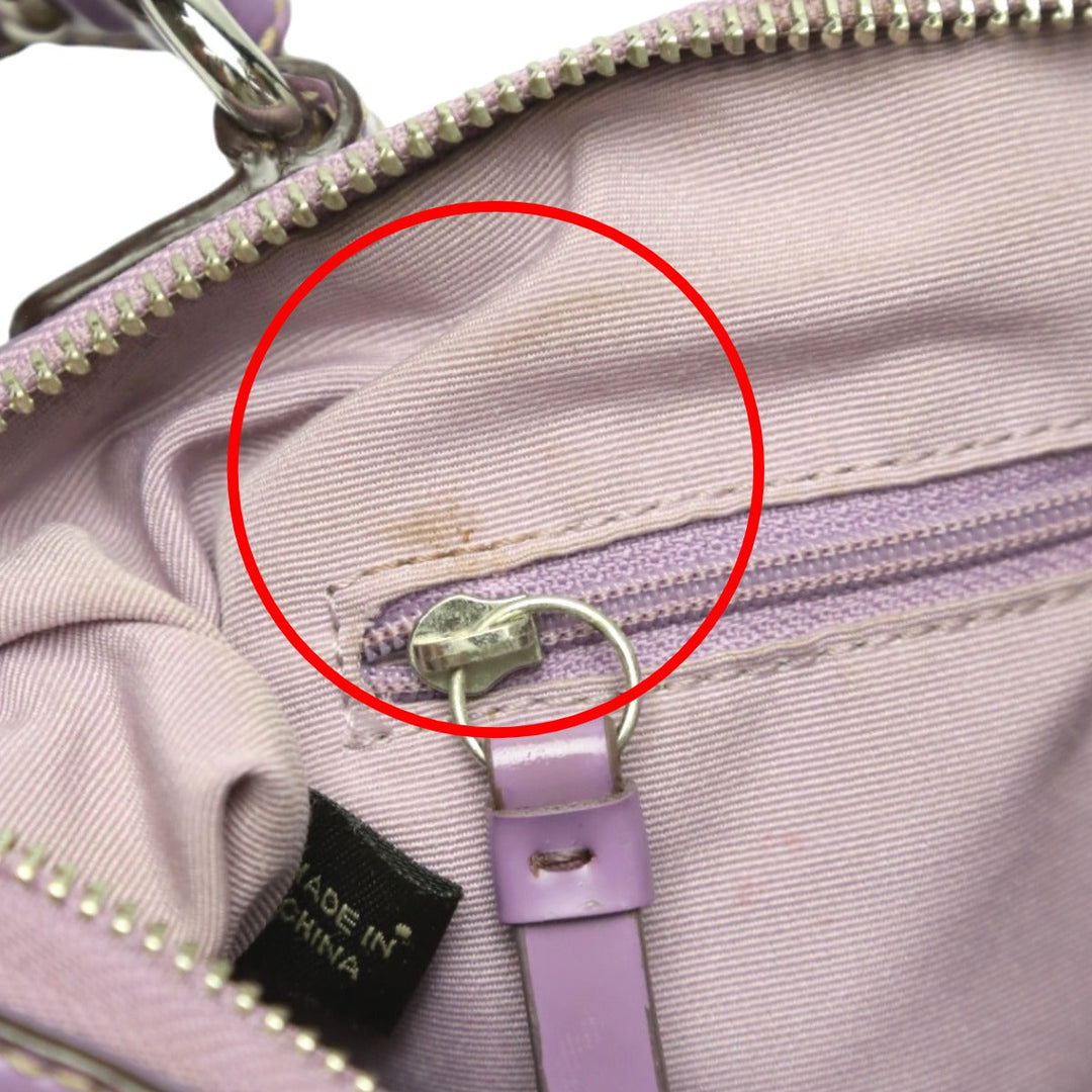 COACH Shoulder Bag F17432 leather Khaki x purple 2WAY Big signature Crossbody Women Used Authentic