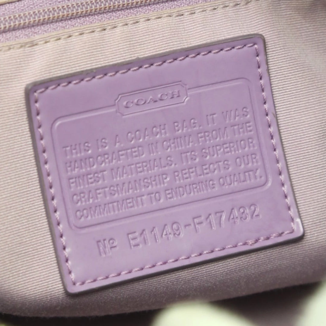 COACH Shoulder Bag F17432 leather Khaki x purple 2WAY Big signature Crossbody Women Used Authentic