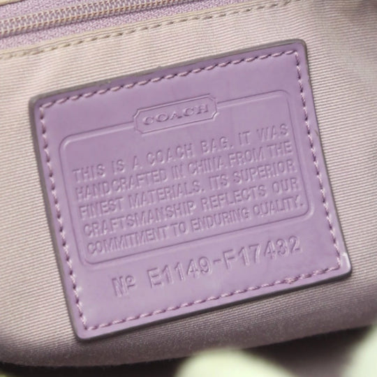 COACH Shoulder Bag F17432 leather Khaki x purple 2WAY Big signature Crossbody Women Used Authentic