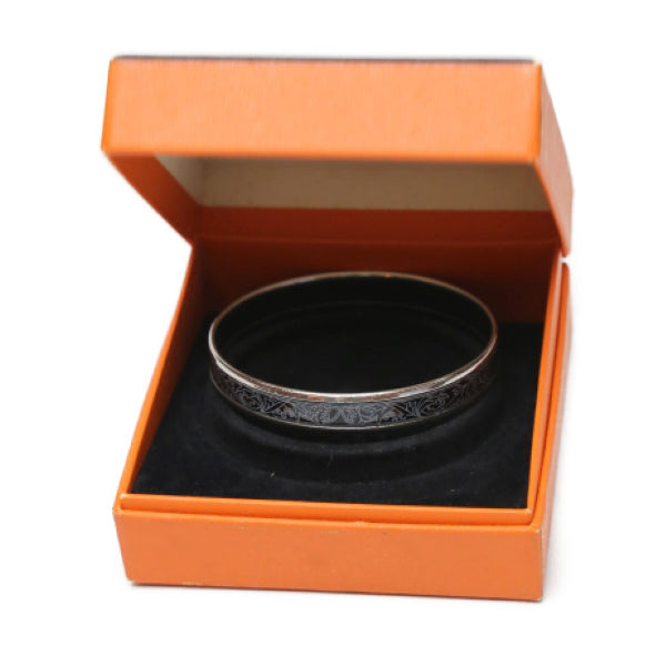 HERMES Bangle others Silverx black MADE IN AUSTRIA + D Women Used Authentic