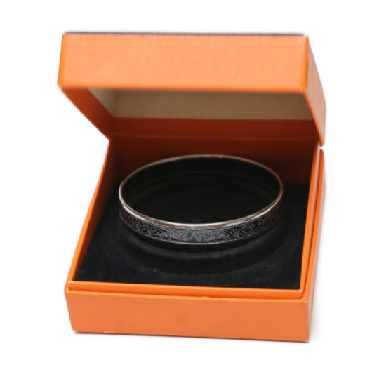 HERMES Bangle others Silverx black MADE IN AUSTRIA + D Women Used Authentic
