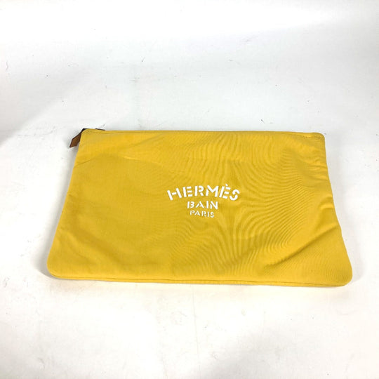 HERMES Clutch bag polyamide yellow Neovan MM unisex(Unisex) Used Authentic
