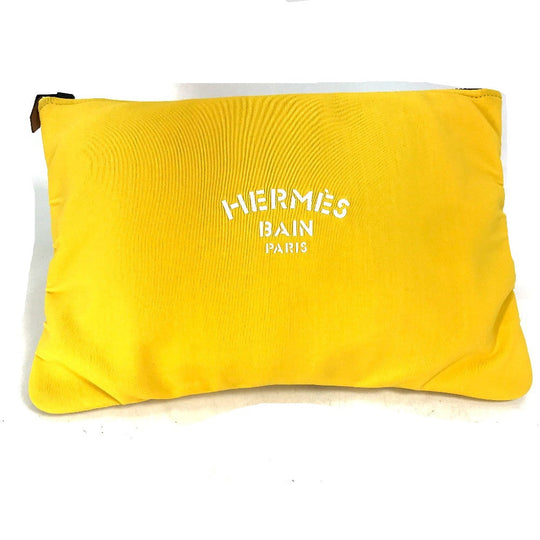 HERMES Clutch bag polyamide yellow Flat Truth Neoban GM Women Used Authentic