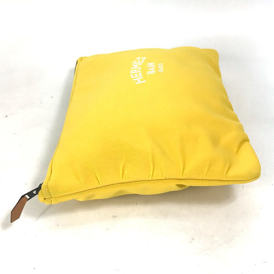 HERMES Clutch bag polyamide yellow Flat Truth Neoban GM Women Used Authentic