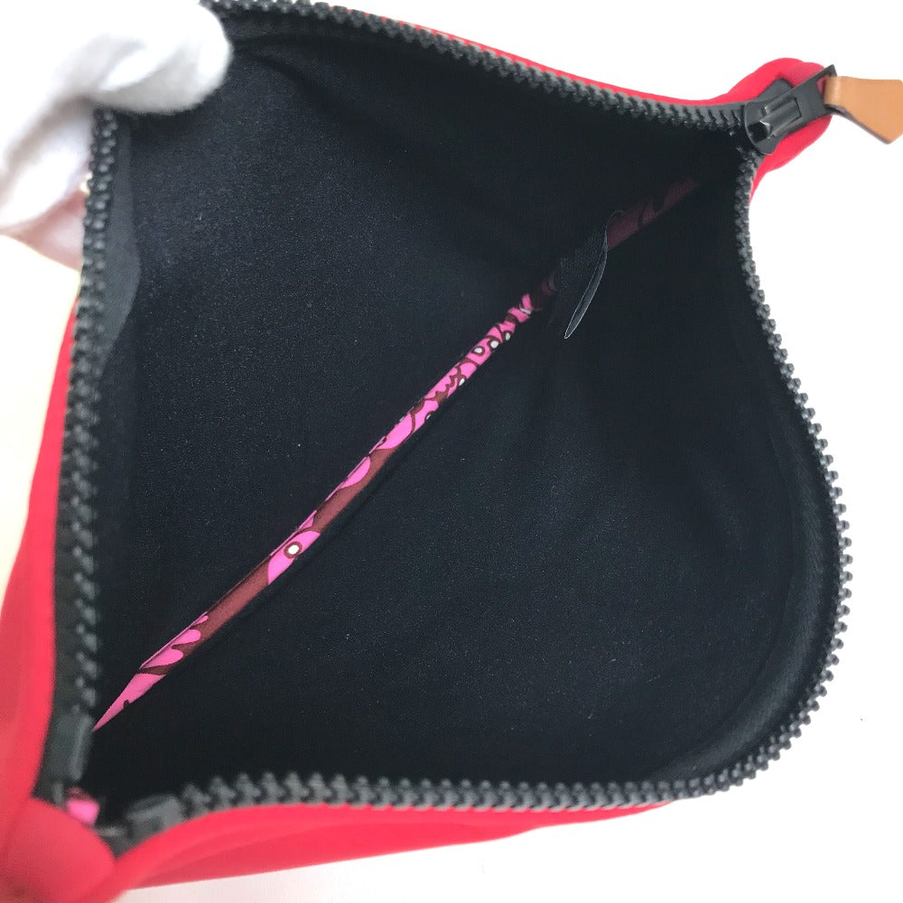 HERMES Pouch polyamide Red Neovan Truth Flat MM Women Used Authentic