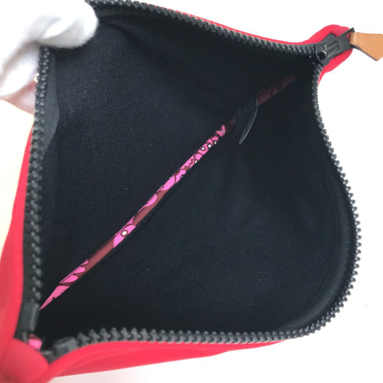 HERMES Pouch polyamide Red Neovan Truth Flat MM Women Used Authentic