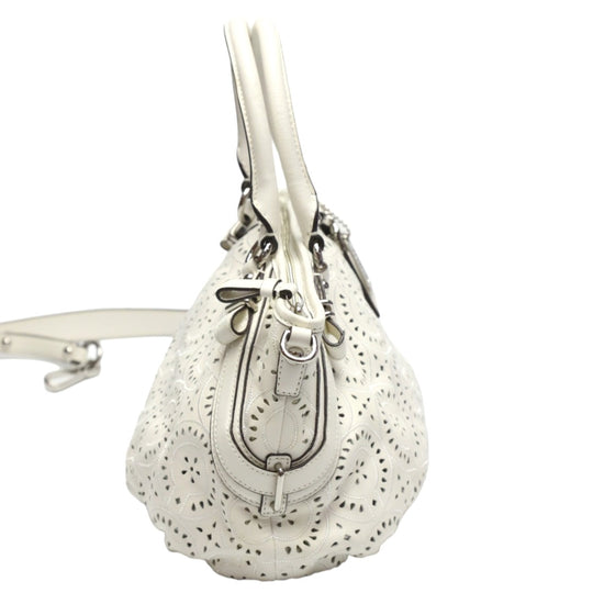 COACH Handbag 16997 leather white Madison Punching 2WAY Leather Cut Op Art Leather Sophia Shirakawa Women Used Authentic
