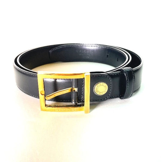 BVLGARI belt leather black Pin type leather mens Used Authentic