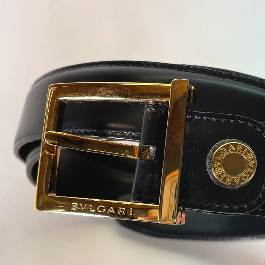 BVLGARI belt leather black Pin type leather mens Used Authentic
