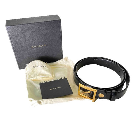 BVLGARI belt leather black Pin type leather mens Used Authentic