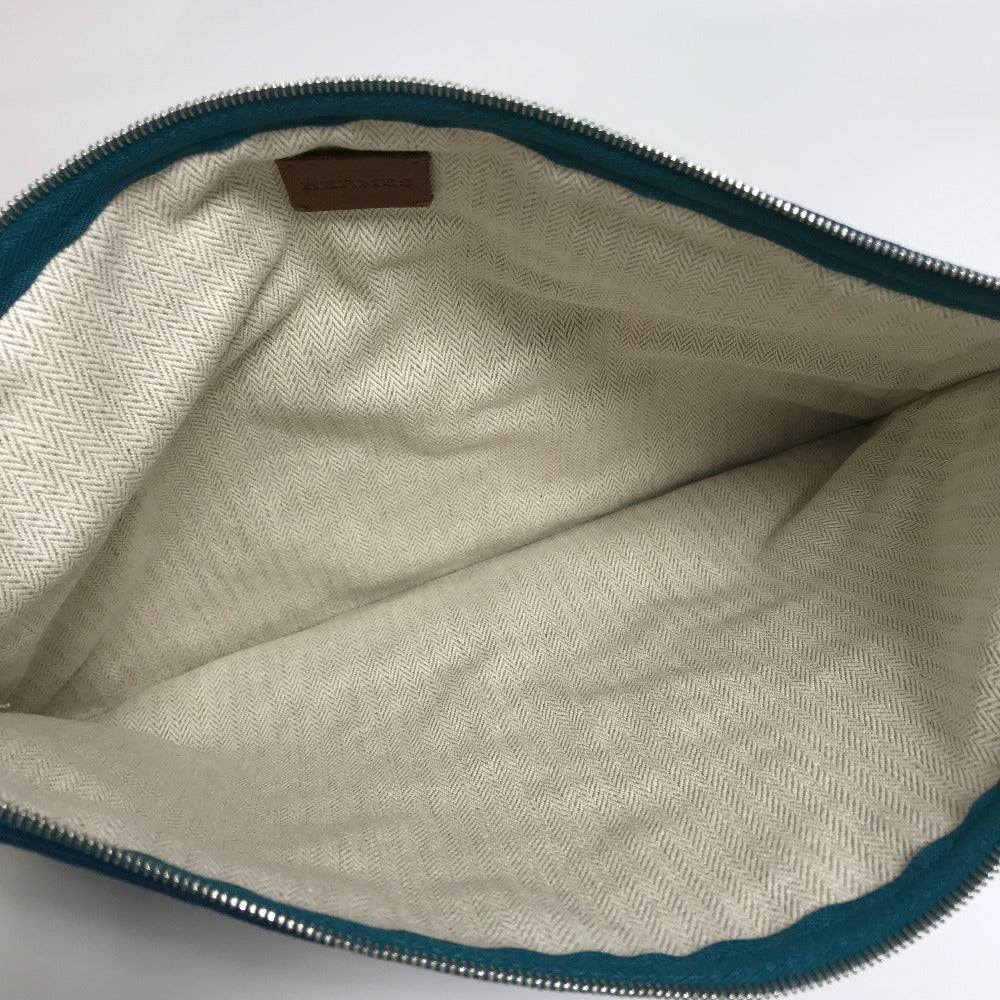 HERMES Pouch canvas Blue type bicycle studs velocipedist unisex(Unisex) Used Authentic