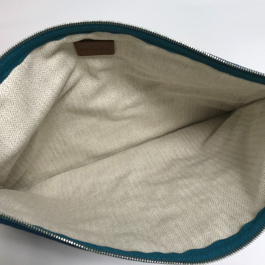 HERMES Pouch canvas Blue type bicycle studs velocipedist unisex(Unisex) Used Authentic