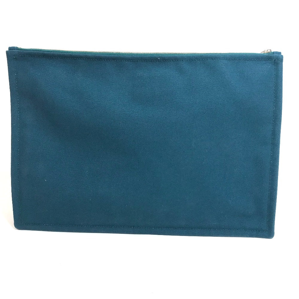 HERMES Pouch canvas Blue type bicycle studs velocipedist unisex(Unisex) Used Authentic