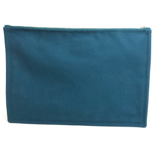 HERMES Pouch canvas Blue type bicycle studs velocipedist unisex(Unisex) Used Authentic