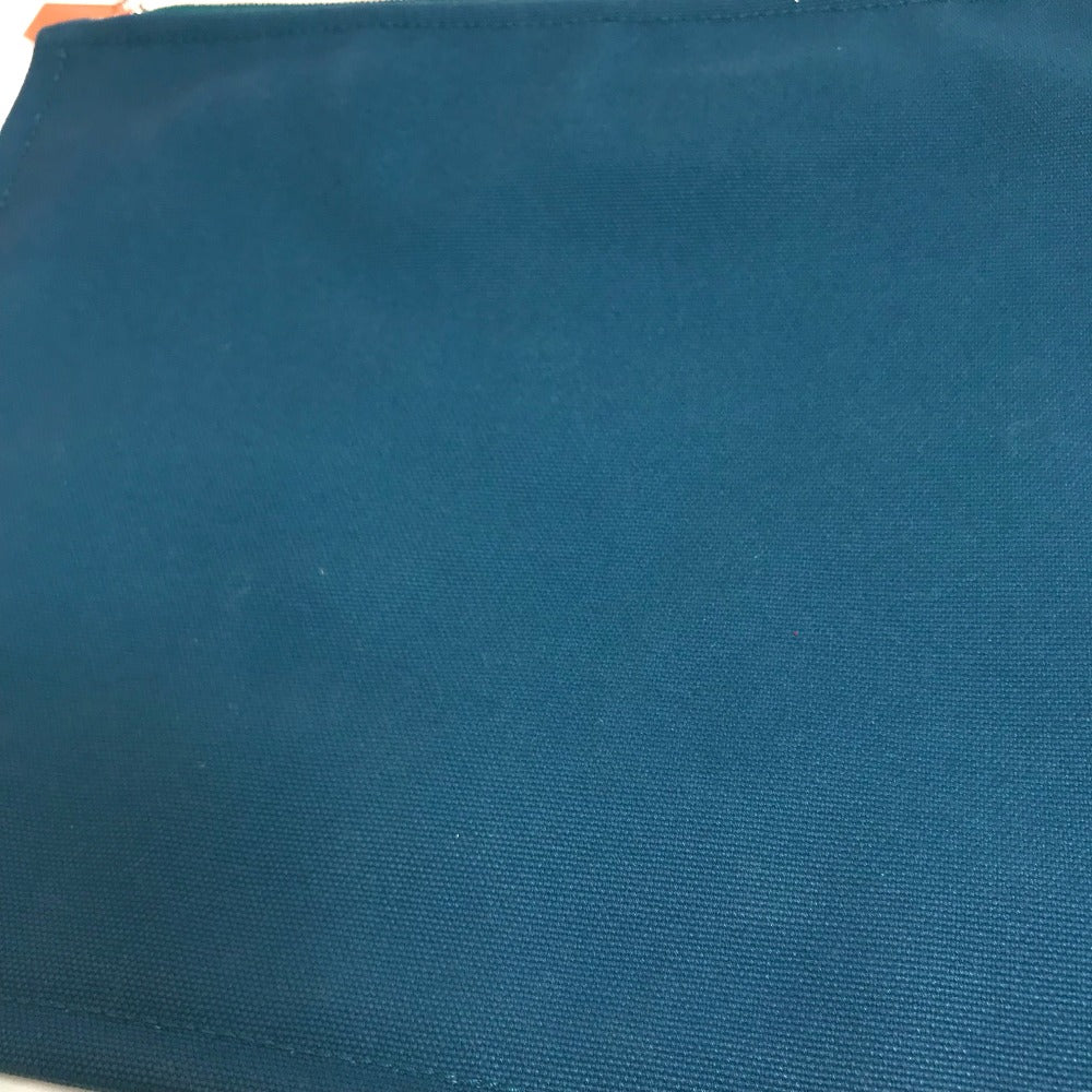 HERMES Pouch canvas Blue type bicycle studs velocipedist unisex(Unisex) Used Authentic