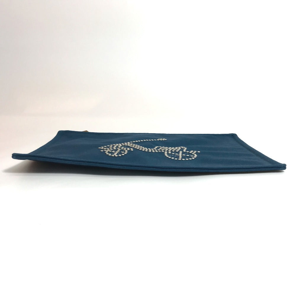 HERMES Pouch canvas Blue type bicycle studs velocipedist unisex(Unisex) Used Authentic
