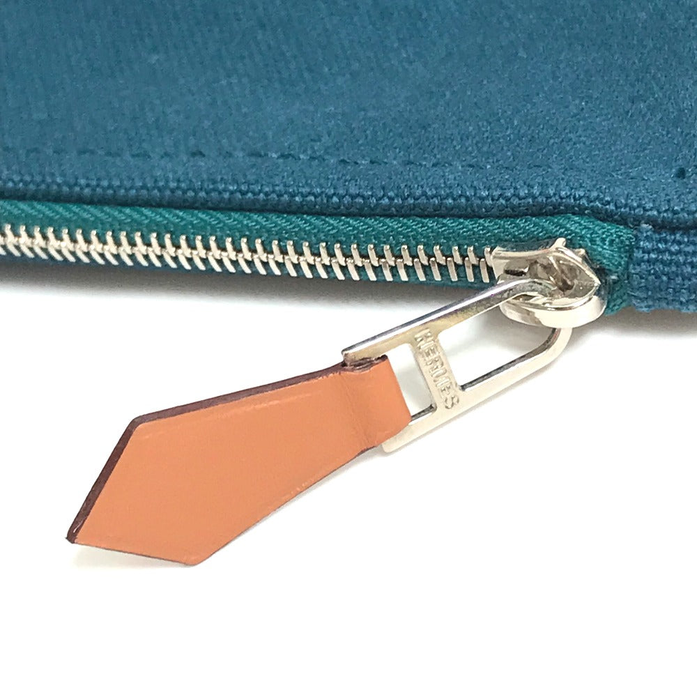 HERMES Pouch canvas Blue type bicycle studs velocipedist unisex(Unisex) Used Authentic