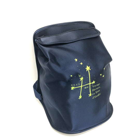 HERMES Backpack canvas blue Star Travel Exhibition 1999 Limited Sherpa Backpack Women Used Authentic