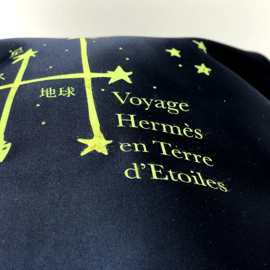 HERMES Backpack canvas blue Star Travel Exhibition 1999 Limited Sherpa Backpack Women Used Authentic
