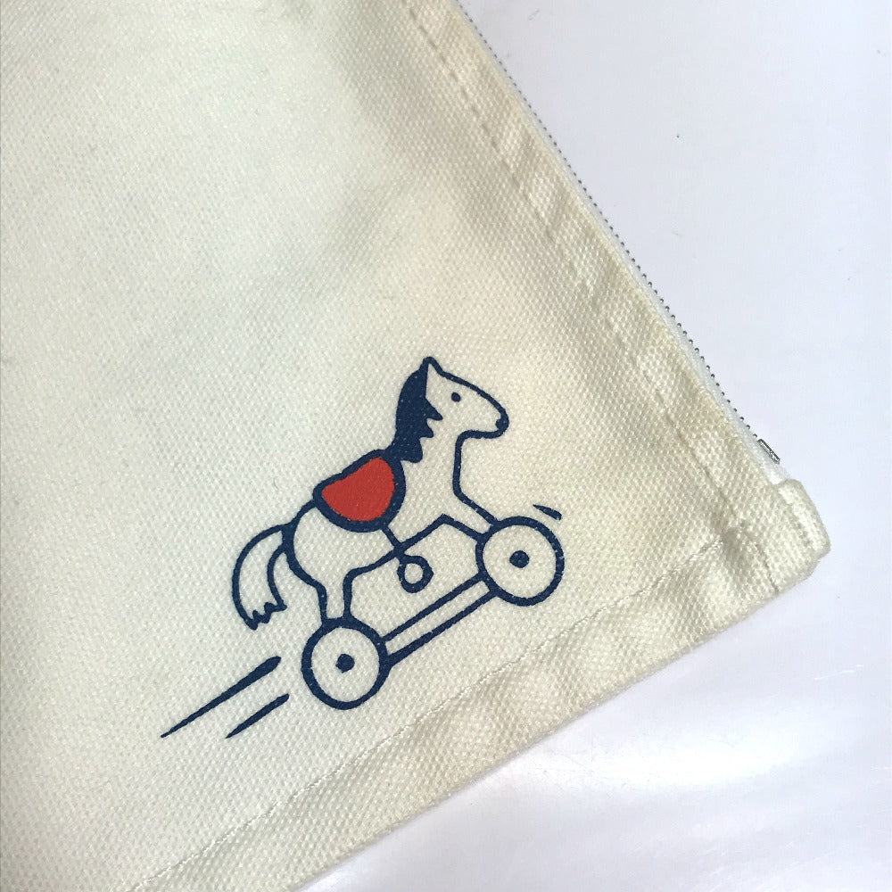 HERMES Pouch cotton off white Horse Adada GM unisex(Unisex) Used Authentic