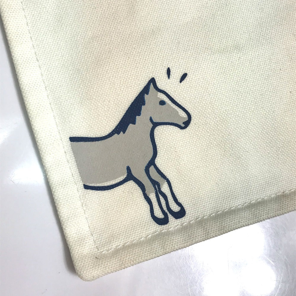 HERMES Pouch cotton off white Horse Adada GM unisex(Unisex) Used Authentic