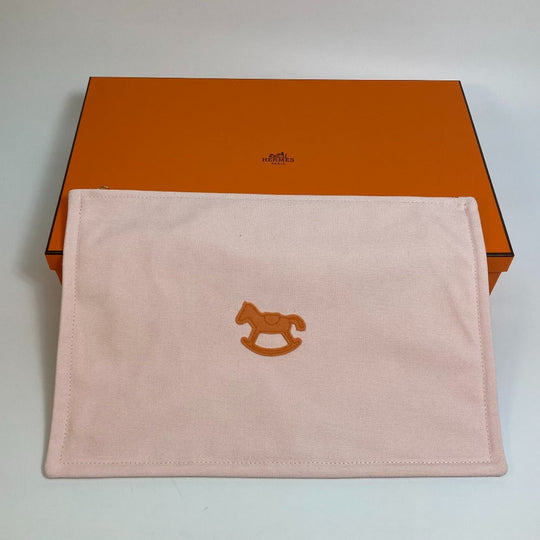 HERMES Pouch cotton pink accessory case Adada Dot GM Women Used Authentic