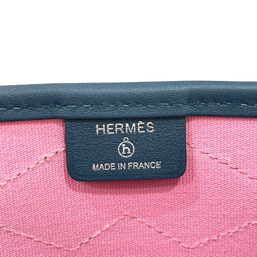 HERMES Tote Bag Leather / canvas Navy x pink Petit Ash dream Catcher Women Used Authentic