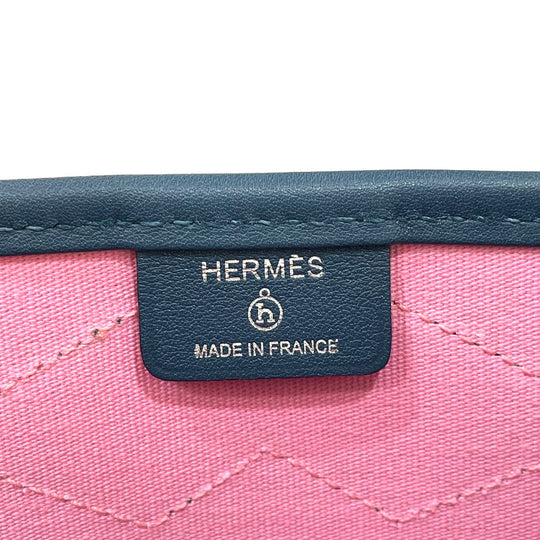 HERMES Tote Bag Leather / canvas Navy x pink Petit Ash dream Catcher Women Used Authentic