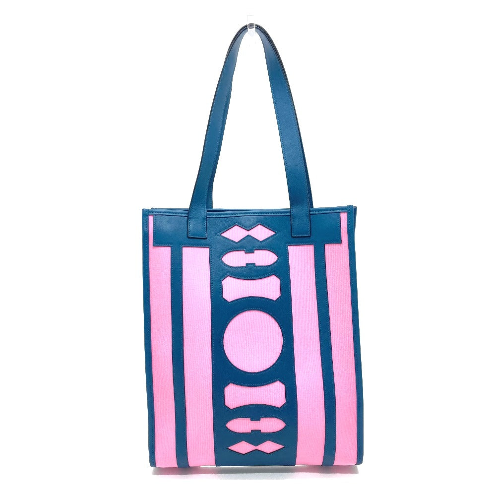 HERMES Tote Bag Leather / canvas Navy x pink Petit Ash dream Catcher Women Used Authentic