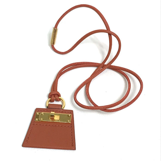 HERMES Necklace leather Brown type Mont Petit Kelly PM Women Used Authentic
