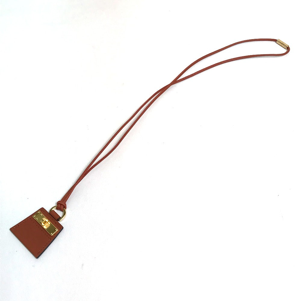 HERMES Necklace leather Brown type Mont Petit Kelly PM Women Used Authentic