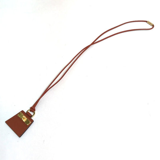 HERMES Necklace leather Brown type Mont Petit Kelly PM Women Used Authentic