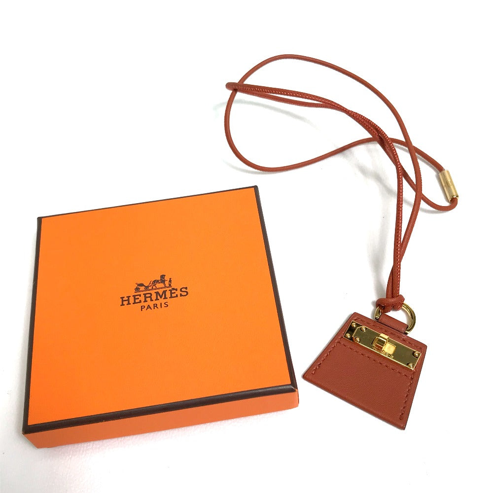 HERMES Necklace leather Brown type Mont Petit Kelly PM Women Used Authentic