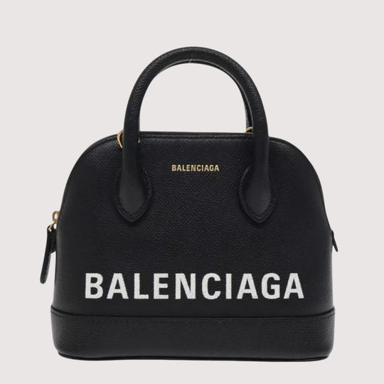 Balenciaga Ville Small Handbag Leather 2way Black Gold Women's Bag with Strap