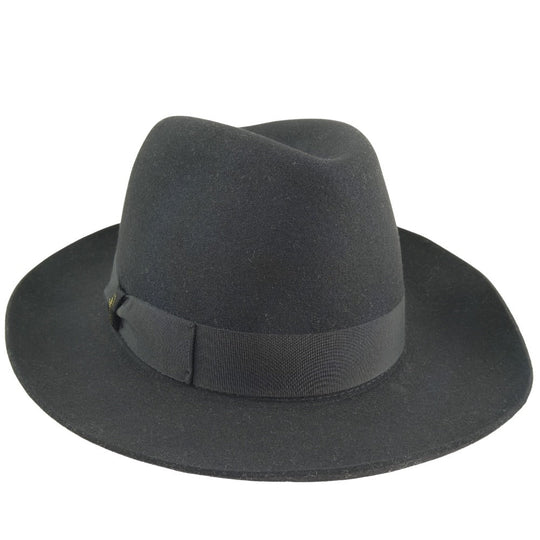 Borsalino hat wool black With pin Brooch(Unisex) cm57 Used Authentic