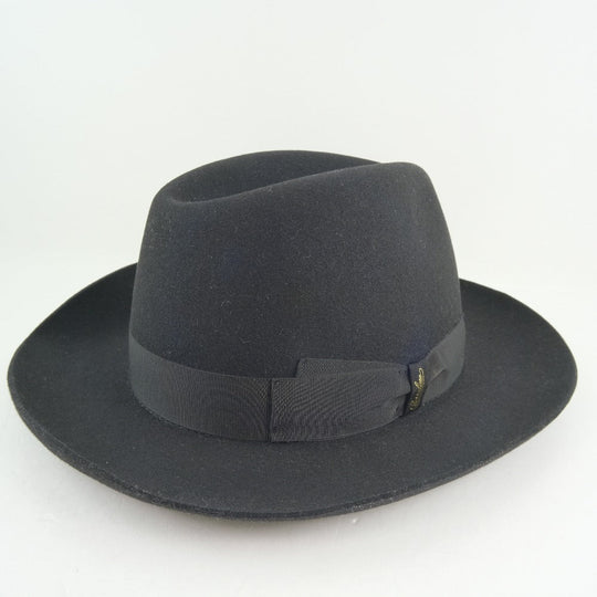 Borsalino hat wool black With pin Brooch(Unisex) cm57 Used Authentic
