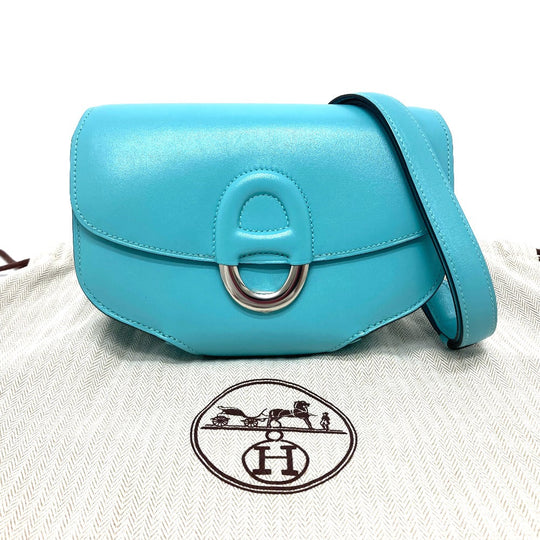 HERMES Shoulder Bag Taderakto blue Mini Shell Schmidy 2WAY handbag mens Used Authentic