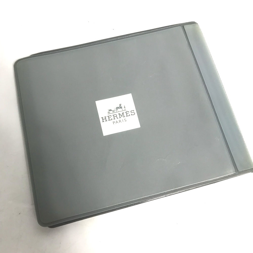 HERMES Pouch leather blue CD DVD case Women Used Authentic