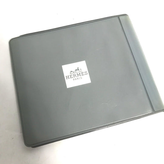 HERMES Pouch leather blue CD DVD case Women Used Authentic