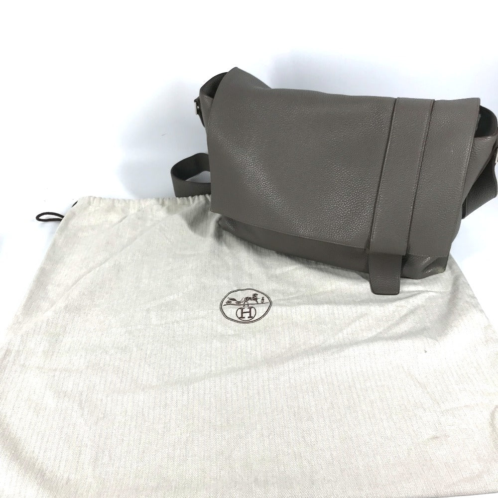 HERMES Shoulder Bag Taurillon Clemence gray Crossbody bag Sac Alfred 35 mens Used Authentic