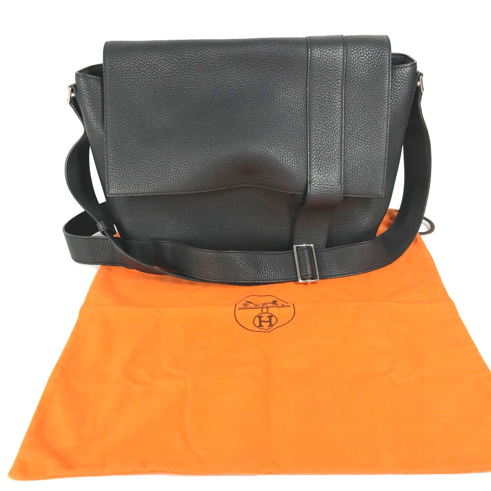 HERMES Shoulder Bag Taurillon Clemence black Crossbody bag Sac Alfred 35 mens Used Authentic