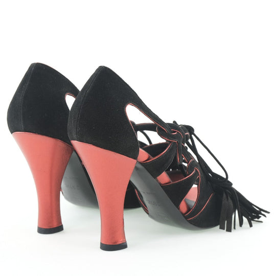 CHANEL pumps G24622Y01088 Suede black fringe Women 36 1/2C Used Authentic
