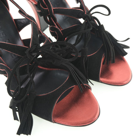 CHANEL pumps G24622Y01088 Suede black fringe Women 36 1/2C Used Authentic