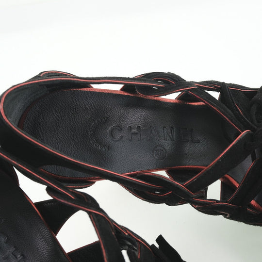 CHANEL pumps G24622Y01088 Suede black fringe Women 36 1/2C Used Authentic