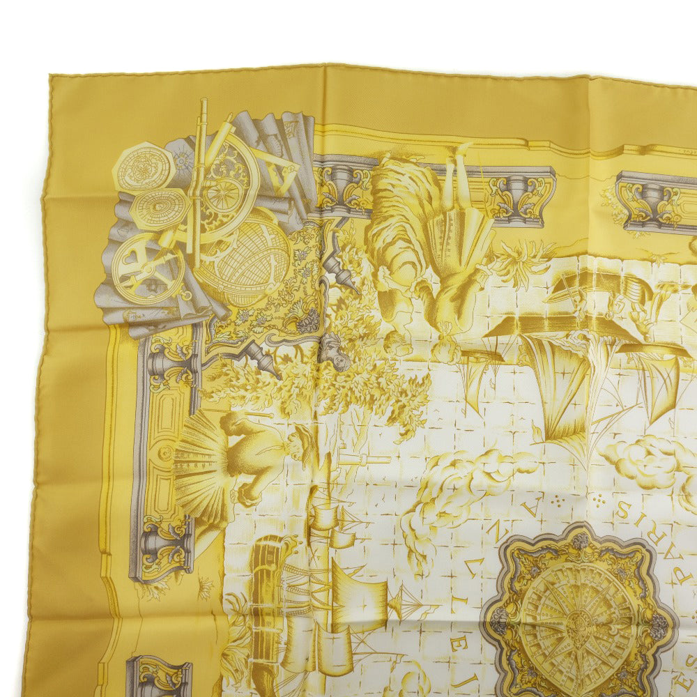 HERMES scarf silk gold Carre90 Women Used Authentic