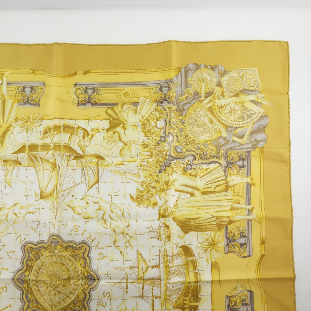 HERMES scarf silk gold Carre90 Women Used Authentic