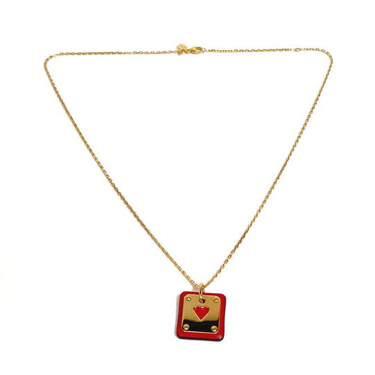 HERMES Necklace metal Red As de Coeur As de Coeur Women Used Authentic